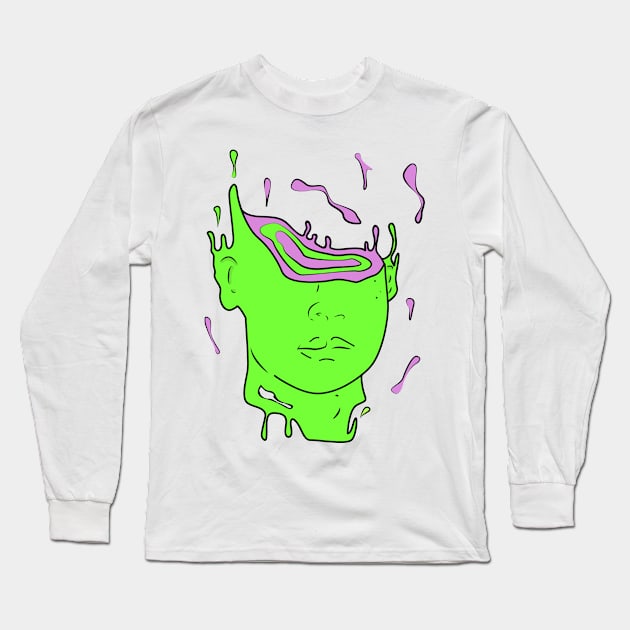 psychedelic abstract portrait (Green) Long Sleeve T-Shirt by chortlzdesigns